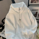 Casual gola alta moletom com capuz masculino primavera outono na moda desportivo estilo retro japonês jovem jaqueta aérea