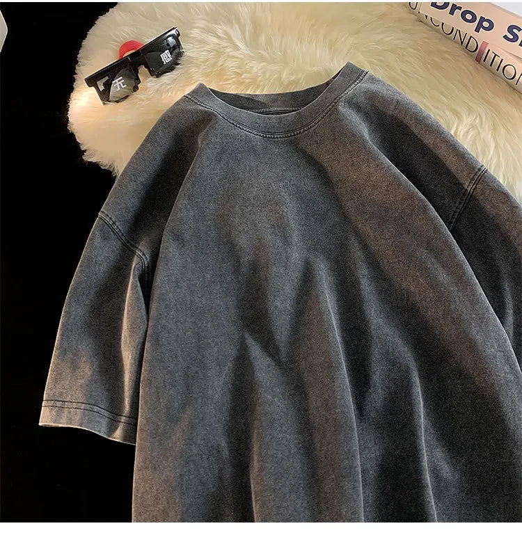 Qualidade oversized ácido lavado y2k t camisa masculina vintage camisetas streetwear lavagem mineral camisetas menino solto marca de luxo topos