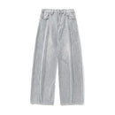 HANLU 2025 Primavera Novo! Jeans masculinos retrô lavados grandes, calças curvas com estrutura dividida da marca moderna, soltas e elegantes