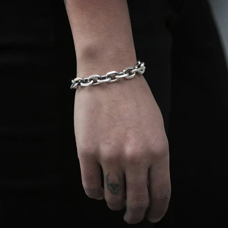 Punk pesado chanfrado cabo corrente pulseira para mulheres homens de aço inoxidável grosso link corrente pulseira grunge y2k pulseira