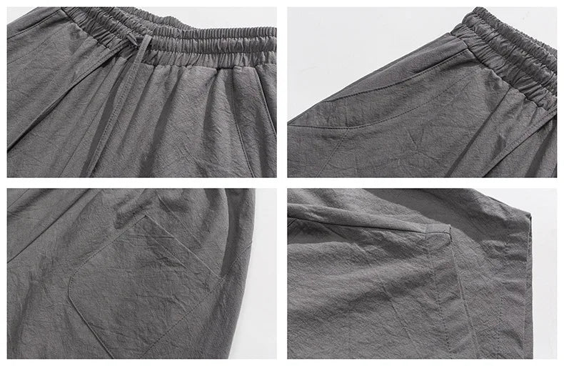 Primavera masculina solta harem calças de linho chinês oversize sweatpants alta qualidade casual marca masculina harem calças