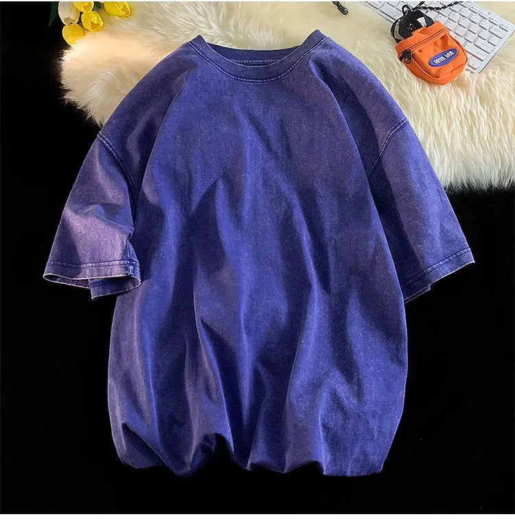 Qualidade oversized ácido lavado y2k t camisa masculina vintage camisetas streetwear lavagem mineral camisetas menino solto marca de luxo topos