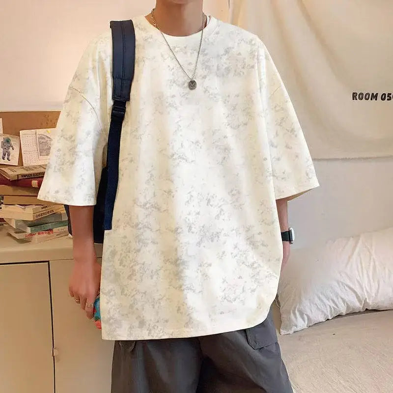 Camiseta masculina verão respirável tie dye em torno do pescoço t legal conforto verão casual topo novo tecido na moda 2025 venda quente moda