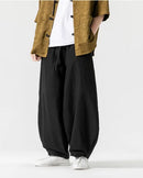 Primavera masculina solta harem calças de linho chinês oversize sweatpants alta qualidade casual marca masculina harem calças