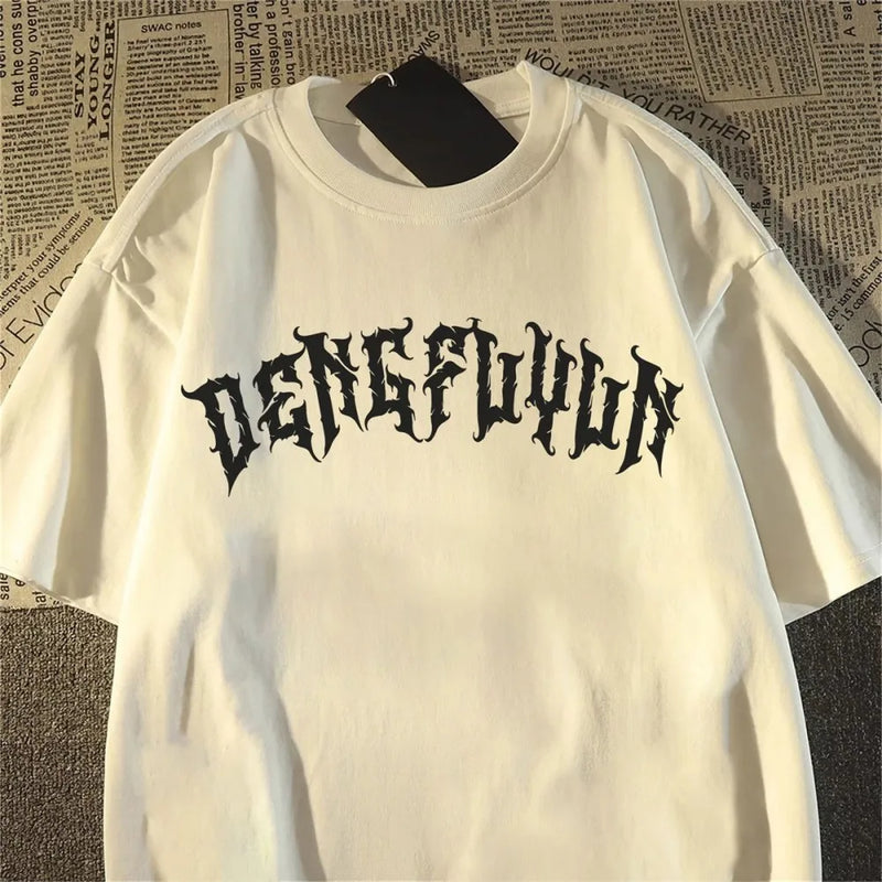 Moda europeia e americana nova moda masculina verão crânio anjo impressão micro elástico respirável em torno do pescoço camiseta ao ar livre cidade alta s