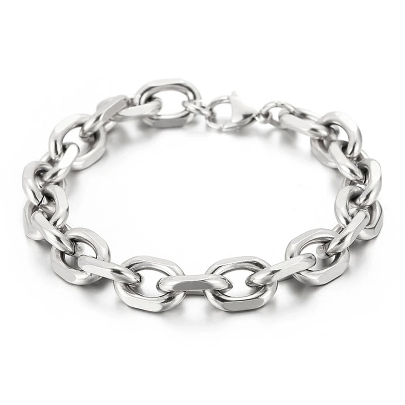 Punk pesado chanfrado cabo corrente pulseira para mulheres homens de aço inoxidável grosso link corrente pulseira grunge y2k pulseira