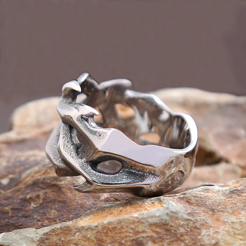 Moda vintage oco para fora design coroa de espinhos anéis para homens mulheres de aço inoxidável punk motociclista presentes festa de casamento atacado