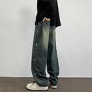 2024 novos jeans masculinos estilo americano estrela bordado na moda marca high street vintage angustiado versátil perna calças de emagrecimento