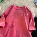 Camiseta vintage masculina de grandes dimensões, camiseta de manga curta para homens, camiseta de algodão rosa, camiseta grande y2k