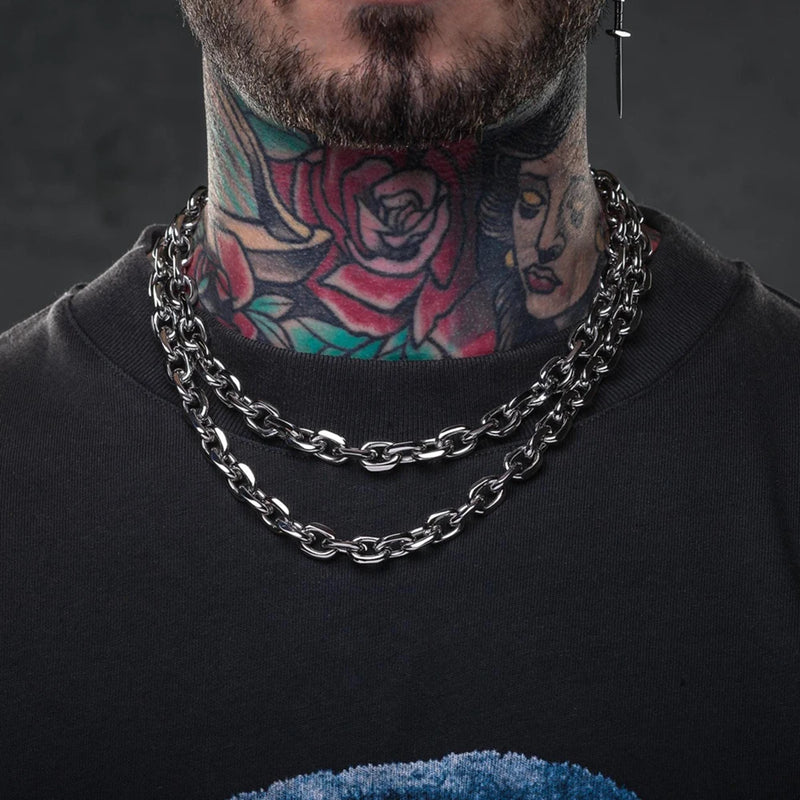 8mm grosso chanfrado cabo link corrente colar de aço inoxidável grunge jóias punk gótico colar presente para ele