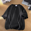 2024 verão americano ins nova camiseta masculina solta casual em torno do pescoço streetwear y2k design personalizado estilo casual topos