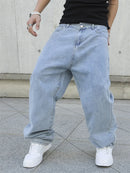 Primavera outono homens baggy jeans oversize em linha reta solta casual denim calças cor sólida streetwear moda y2k calças de perna larga