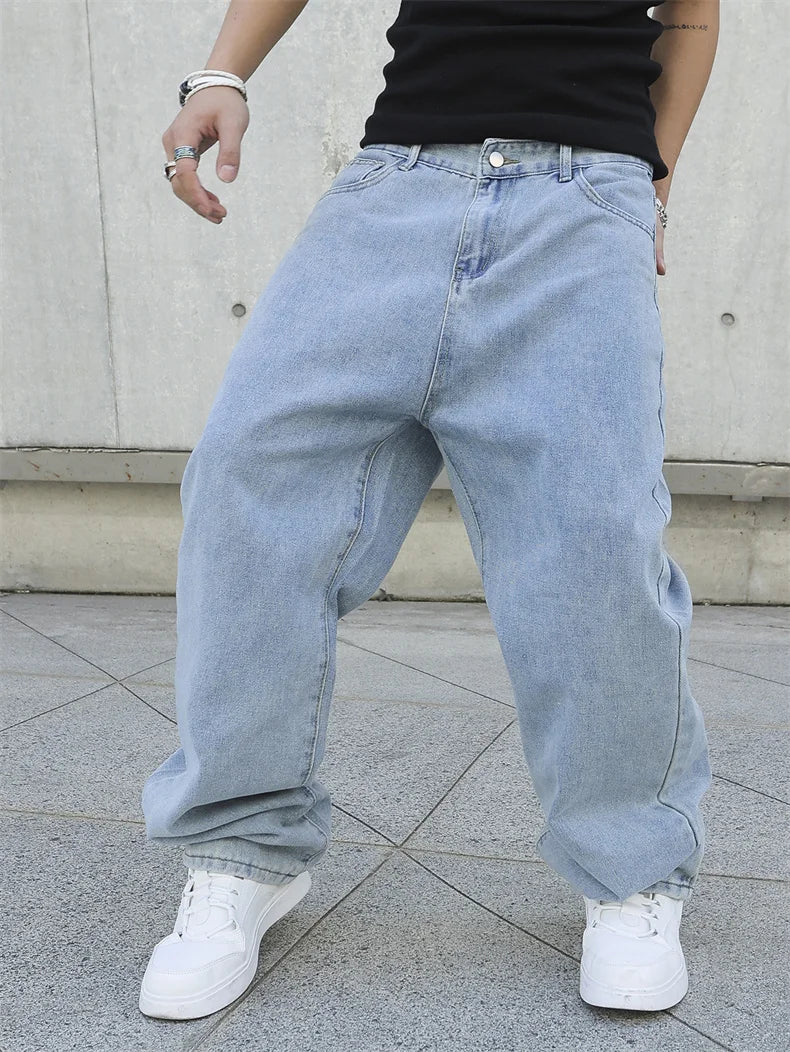 Primavera outono homens baggy jeans oversize em linha reta solta casual denim calças cor sólida streetwear moda y2k calças de perna larga
