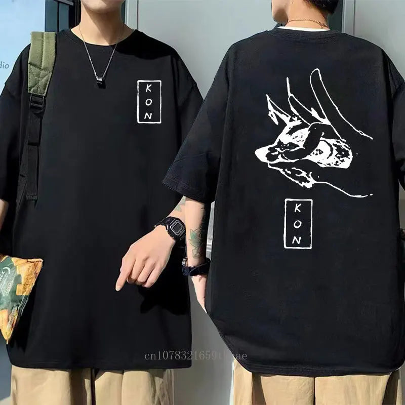 Anime japonês dos desenhos animados kon camisa masculina correndo esportes solto oversized camiseta de manga curta algodão verão masculino topo t camisa