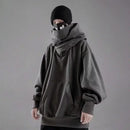 Moletom de gola alta bordado para homens japonês ninja hoodies outono hip hop velo bolso streetwear oversized y2k com capuz