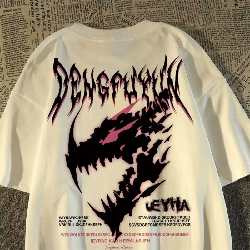 Moda europeia e americana nova moda masculina verão crânio anjo impressão micro elástico respirável em torno do pescoço camiseta ao ar livre cidade alta s