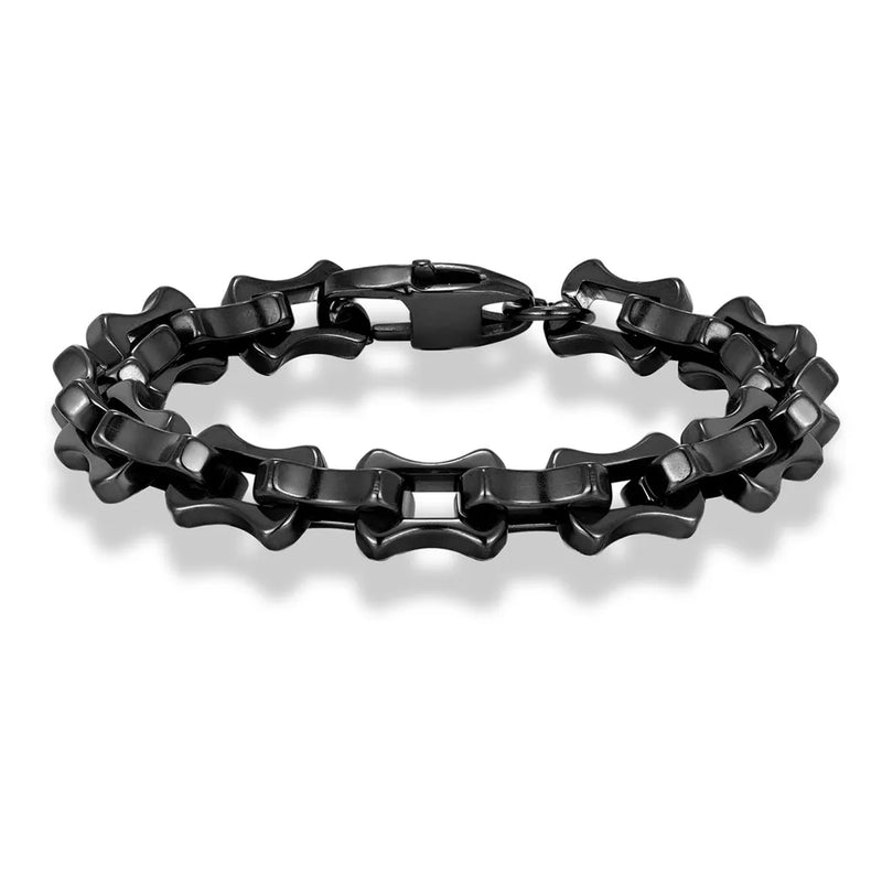 Mkendn locomotiva vintage oxidado preto quilha elo de corrente pulseira masculina punk aço inoxidável motocicleta pulseiras jóias masculinas