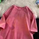 Camiseta vintage masculina de grandes dimensões, camiseta de manga curta para homens, camiseta de algodão rosa, camiseta grande y2k