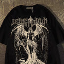 Moda europeia e americana nova moda masculina verão crânio anjo impressão micro elástico respirável em torno do pescoço camiseta ao ar livre cidade alta s