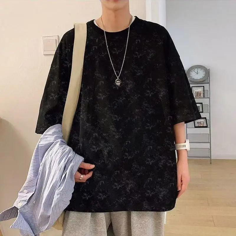 Camiseta masculina verão respirável tie dye em torno do pescoço t legal conforto verão casual topo novo tecido na moda 2025 venda quente moda