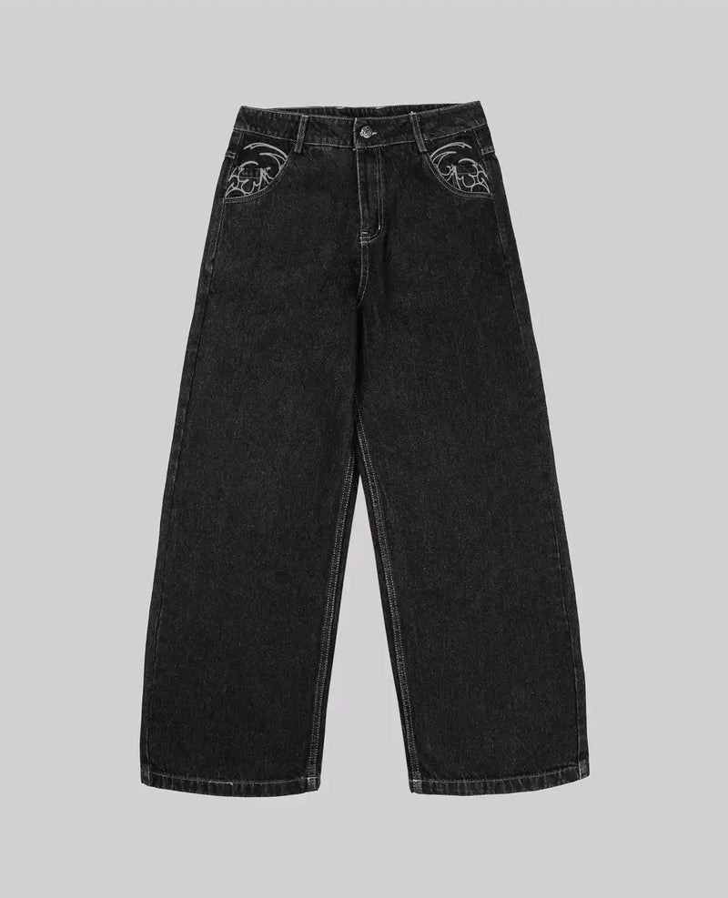 90s retro rua bordado jeans masculino r & b cor sólida solta calças retas feminino y2k harajuku hip hop estilo punk jeans masculino