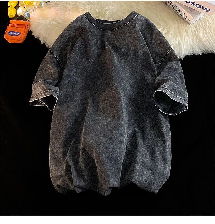 Qualidade oversized ácido lavado y2k t camisa masculina vintage camisetas streetwear lavagem mineral camisetas menino solto marca de luxo topos