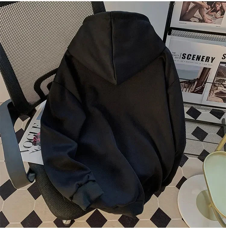 Casual gola alta moletom com capuz masculino primavera outono na moda desportivo estilo retro japonês jovem jaqueta aérea