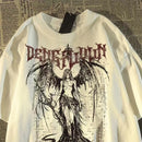 Moda europeia e americana nova moda masculina verão crânio anjo impressão micro elástico respirável em torno do pescoço camiseta ao ar livre cidade alta s