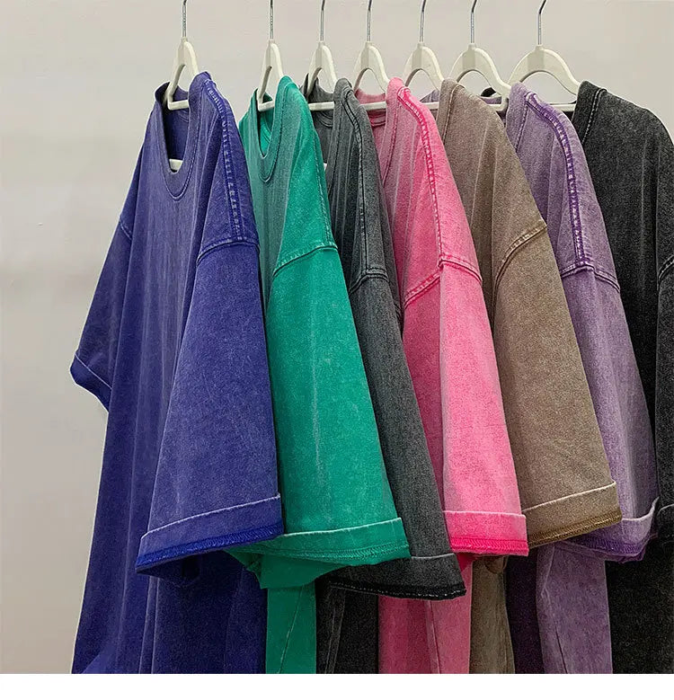 Qualidade oversized ácido lavado y2k t camisa masculina vintage camisetas streetwear lavagem mineral camisetas menino solto marca de luxo topos