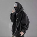Moletom de gola alta bordado para homens japonês ninja hoodies outono hip hop velo bolso streetwear oversized y2k com capuz
