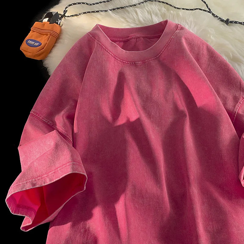 Qualidade oversized ácido lavado y2k t camisa masculina vintage camisetas streetwear lavagem mineral camisetas menino solto marca de luxo topos