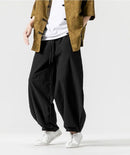 Primavera masculina solta harem calças de linho chinês oversize sweatpants alta qualidade casual marca masculina harem calças