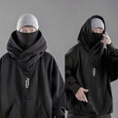 Moletom de gola alta bordado para homens japonês ninja hoodies outono hip hop velo bolso streetwear oversized y2k com capuz
