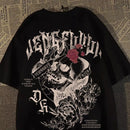 Moda europeia e americana nova moda masculina verão crânio anjo impressão micro elástico respirável em torno do pescoço camiseta ao ar livre cidade alta s