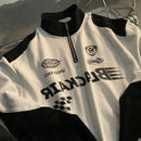 Original estilo americano vintage meio zíper moletom de corrida para homens mulheres na moda marca europeia americana rua motocicleta jaqueta