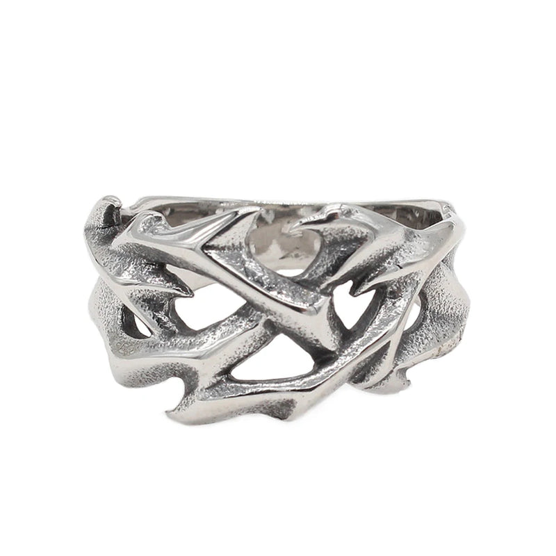 Moda vintage oco para fora design coroa de espinhos anéis para homens mulheres de aço inoxidável punk motociclista presentes festa de casamento atacado