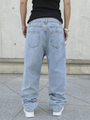 Primavera outono homens baggy jeans oversize em linha reta solta casual denim calças cor sólida streetwear moda y2k calças de perna larga